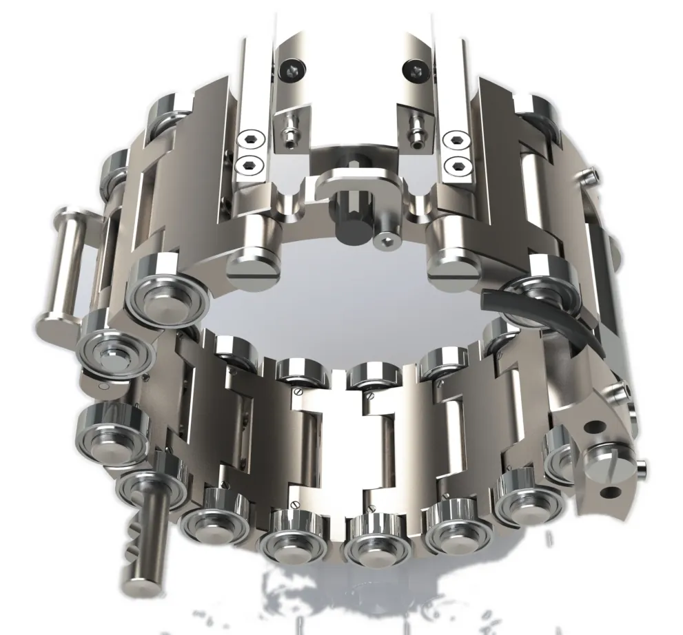 Chain scanner for ultrasonic testing of small pipes